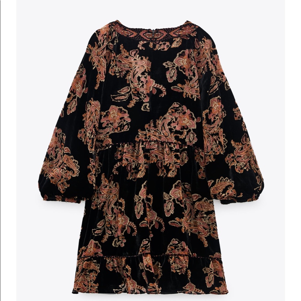 Zara velvet trim dress ✨ - Picture 5 of 14